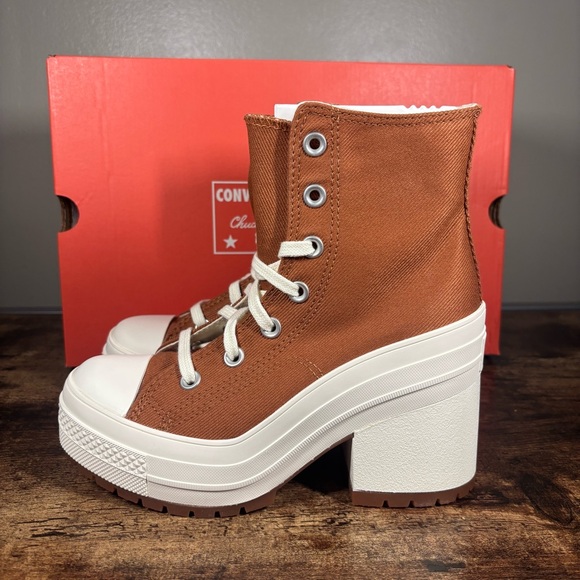 Converse Chuck 70 De Luxe Heel Hi Platform A05253C Women’s Size 5.5 Tawny Owl - Picture 4 of 9